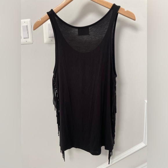 BIRD & VINE Black Fringed Top - Picture 3 of 3